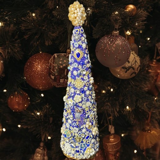 Vintage Inspired Sapphire & Gold Jewelry Tree – 18,5” Handmade Holiday Elegant Heirloom Piece - Etsy