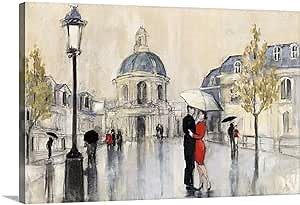 CANVAS ON DEMAND Spring Rain Paris Canvas Wall Art Print by Julia Purinton, Home Decor, Street Scene, Nature Artwork, 36" x24in