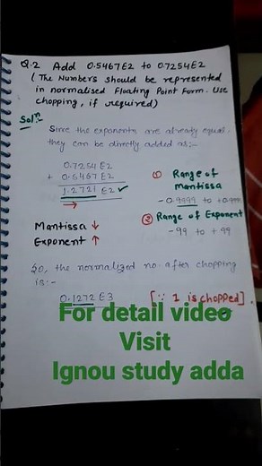 floating point Addition | ignou maths | bcs-054 |mcse-004