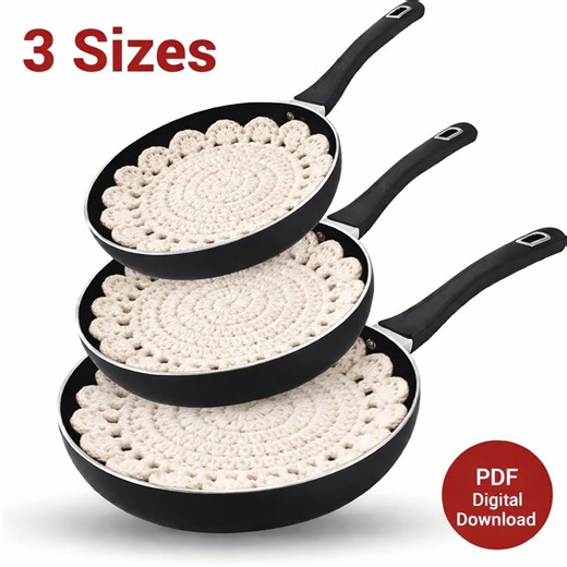 Crochet Pan Protector Pattern PDF Three Sizes Kitchen Pot Separator Digital Download - Etsy