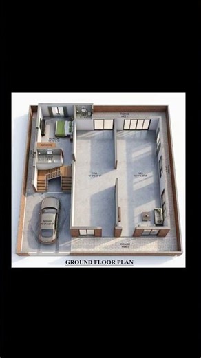 50 x50 ft house ground floor plan 3D
