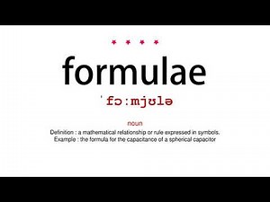 How to pronounce formulae - Vocab Today