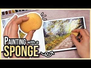 Nature Painting Landscape with Watercolors using a Sponge // Art Journal Thursday