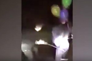 Clown trying to scare friends gets what he deserves