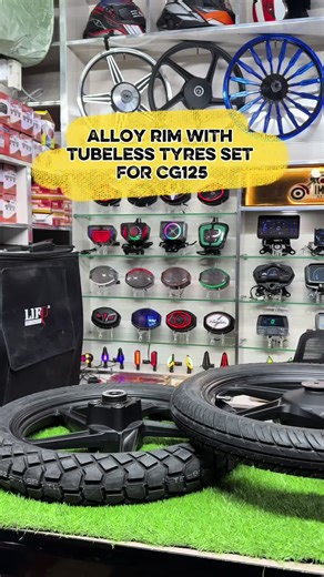ALLOY RIM WITH TUBELESS TYRES SET FOR CG125 /ORDER NOW WHATSAPP NO:0333-9040278 #foryou #foryoupage #trending #imtiazautos_and_decorationcenter #dontunderreviewmyvideo