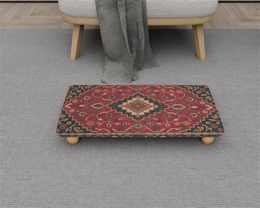 Vintage Red Wood Step Stool | Elegant Dark Red Footstool | H-1627 - Etsy