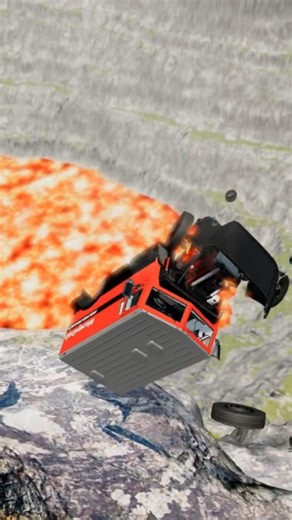 Muscle Car vs GIANT LAVA PIT 🔥🚗 Will It Survive? | BeamNG.drive Crash #shorts
