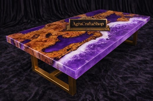 Custom Live Edge River Dining Table, Purple Epoxy Wood Console Table, Luxury Statement Piece - Etsy Canada