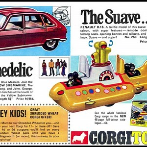 The Yellow Submarine, here we show some Corgi catalogues and boxes from past, along with the latest pack. #thebeatles #beatlesmania https://uk.corgi.co.uk/products/beatles-yellow-submarine-cc05401 | CORGI Die-Cast