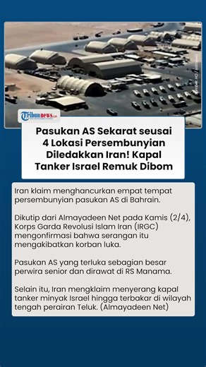 Iran Ledakkan 4 Lokasi Persembunyian Pasukan AS, Perwira Senior Sekarat, Kapal Israel Ikut Dibom