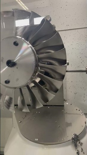 Aircraft engine blades being machined on a Starrag