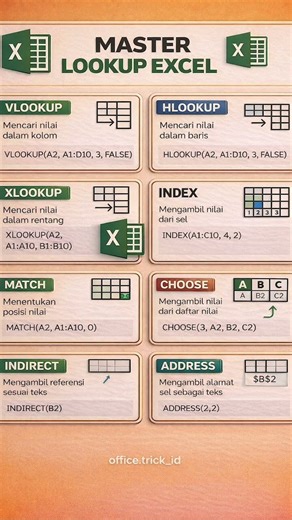 📊 MASTER LOOKUP EXCEL💡 Simpan & share biar nggak lupa!#BelajarExcel #LookupExcel #OfficeTrick