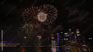 Singapore fireworks display celebration at Marina Bay, Colorful New Year Firework 4K
