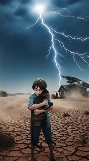 The child got scared by the lightning strike.#aistory #aivideo #aishort #animals