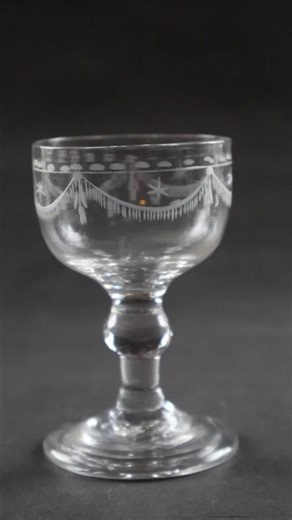 Late 18th Century Engraved Dram Glass - Antique Drinking Glass