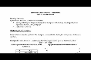 2.1 Part 1 Video - Intro to Linear Functions