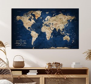 Framed Personalized World Map, Push Pin World Map, Large World Map, Detailed World Map, Travel Gift, Wall Art Living Room,large Wall Hanging - Etsy