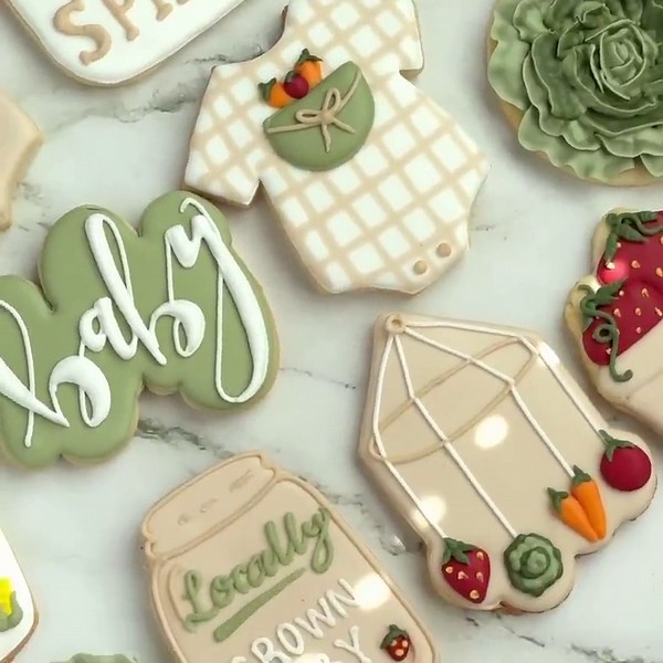 Cute Garden Baby Shower Cookies – Locally Grown Theme With Carrots, Onesies, Bottles & More | Custom Decorated Sugar Cookies Bulk - Etsy