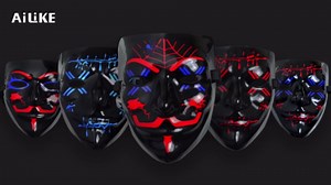 Halloween Mask Light Up, Hacker Purge Mask-Led Light Up Scary Mask Halloween Glowing Costume Masks for Man Women Kids-Firery Eyes