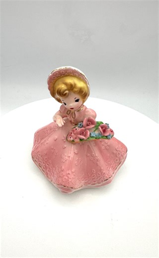 Vintage Josef Originals May Figurine Pink Dress Flower Basket - Etsy