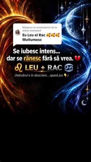 Ca răspuns pentru @erban.mariana3 ♌ LEU RAC ♋ La început pot părea foarte diferiți. Leul intră în cameră și se simte. Racul intră în viața ta… și începe să observe tot ce nu spui. 👀 Unul iubește zgomotos. Celălalt iubește în detalii. Și tocmai aici poate începe atracția. 🧲 DE CE SE ATRAG ATÂT DE TARE? Racul poate vedea în Leu exact sentimentul de protecție și siguranță pe care îl caută. Leul poate fi atras de căldura Racului și de felul în care acesta îl face să simtă: „Aici chiar contez.” • L