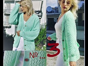 Πλεκτη Ζακέτα ΑΖΟΥΡ Part 3 με βελονες Πλεκουμε μανικια / knitting pattern free for Beginners