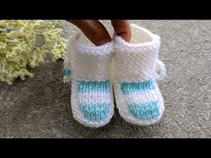 Striped Knit Newborn Baby Booties (Part of a Set)