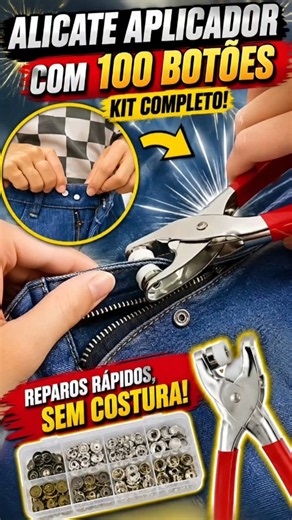 Nunca Mais Perca Botões! 😱 Kit Completo com 100 Botões de Pressão + Alicate Aplicador