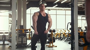 Strong Man Bodybuilder Posing Shows Muscles Stock Footage SBV-322388820 - Storyblocks