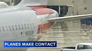 American Airlines plane clips parked plane during pushback at Philadelphia International Airport