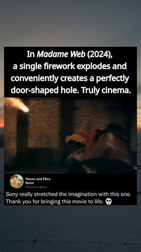 In Madame Web (2024), a single firework explodes and conveniently creates a perfectly #memes #music