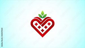 Strawberry Heart Shape Formation: Fresh Fruit Love Logo Design Animation Reveal Concept