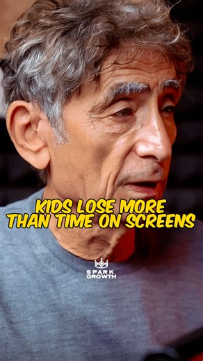Spark Growth - Quotes | Motivation | Inspiration on Instagram: "Kids Lose More Than Time on Screens 💛 🌟 Screen-Free Childhood Dr. Gabor Maté shares a thought-provoking perspective on keeping kids away from screens and social media, highlighting the potential damage it can cause to their developing brains. By setting boundaries, we can help protect their mental and emotional well-being. 💡Addiction by Design Maté emphasizes that devices are designed to be addictive, making it crucial for parent