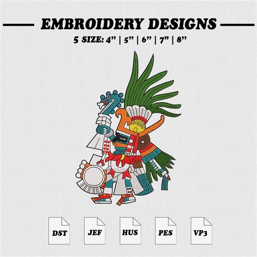 Aztec Embroidery Design, Huitzilopochtli Embroidery File , 5 Size, Instant Download. - Etsy
