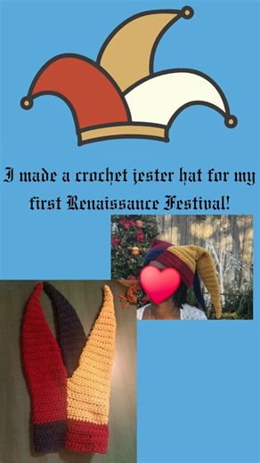 Crocheted a jester hat for my first ever #renfair #crochet #jester #clowncore #renaissancefestival