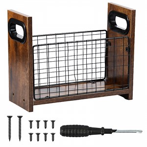 Magazine Rack Metal and Wood Magazine File Holder Practical Mail Organizer Space Saving File Storage Basket for Home Office Bedroom Living Room