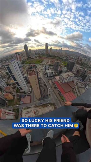 Parkour attempt ends in fall during risky jump