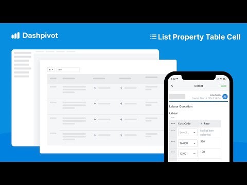 Dashpivot - List Property Table Cell Overview