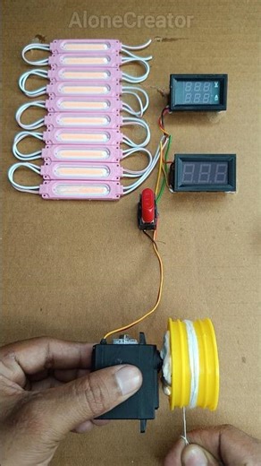 Powering 10 LED and 2 Voltmeter with a MG995 Gear Motor #shorts #tech #dcmotor