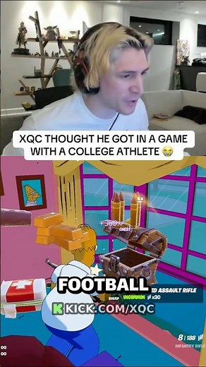 “I BE PLAYING COLLEGE FOOTBALL” XQC THOUGHT 😭 #xqc #fortnite