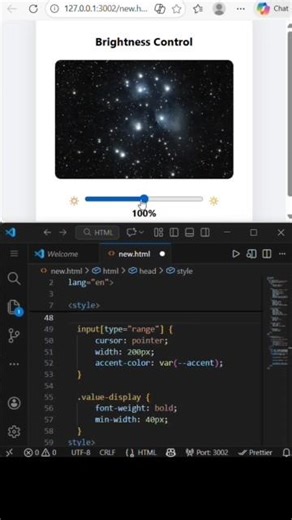 🔥 Screen Brightness Control using HTML, CSS & JavaScript | Frontend Mini Project 💡
