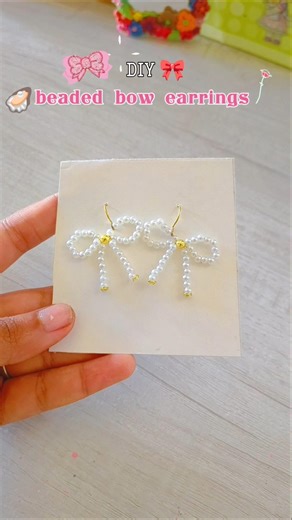 DIY beaded bow earrings 🎀🦪🤌🏻 |#diy #gift #trending #craftideas #earrings