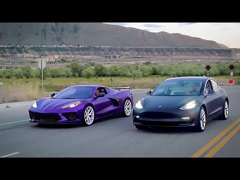 2020 Corvette C8 vs Tesla Model 3 Drag Race