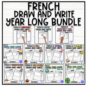 FRENCH Writing - Directed Draw and Write Worksheets | Dessin dirigé| Bundle!