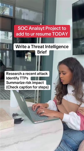 SOC analysts consume and summarize threat intelligence. Steps: \t1\tChoose a recent attack from: \t◦\tCISA advisories \t◦\tRecorded Future blog \t◦\tCrowdStrike reports \t2\tIdentify: \t◦\tInitial access method \t◦\tTools used \t◦\tImpact \t3\tMap techniques to MITRE ATT&CK. \t4\tWrite a 1-page intelligence brief. \t5\tInclude recommended detection improvements. This teaches: \t•\tThreat analysis \t•\tRisk communication \t•\tExecutive-level summarization Resume bullet: Produced threat intelligen