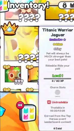 (TOP 10) I got Shiny Golden Titanic Warrior Jaguar! #roblox #ps99