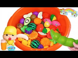 Μαθαίνω τα φρούτα&τα λαχανικά/πορτοκαλί λεκάνη/μικρή έκπληξη/funny way to learn fruits&vegetables