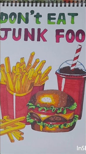 drawing of "Don’t eat junk food "# avoid junk food # junk food avoid karo # painting