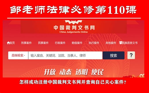 第110课：怎样成功注册中国裁判文书网并查询自己关心案件？