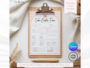 Cake Order Form Template - Instant Digital Download for Bakery and Small Business - Etsy